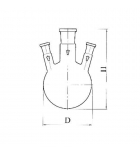 колба круглодонная с 3-мя горловинами под углом КГУ-3-1-250-29-14-14 без шлифа