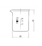стакан низкий Н-1-150 ТС с делением с носиком